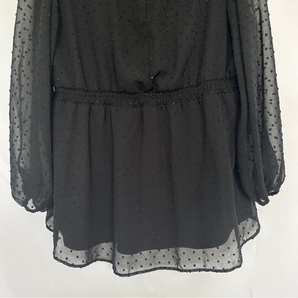 Lane Bryant long sleeve swiss‎ dot black top - Picture 6 of 8